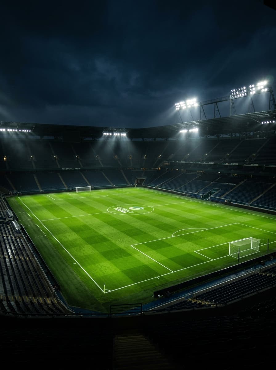 Professional stadium pitch at night